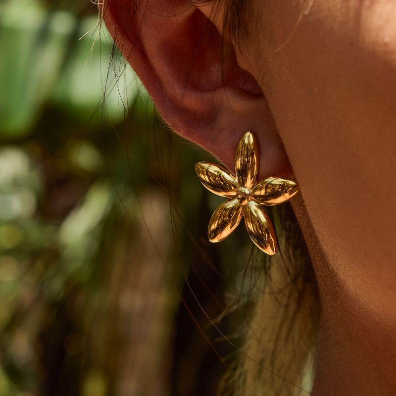 Pendientes De Flores De Acero Inoxidable