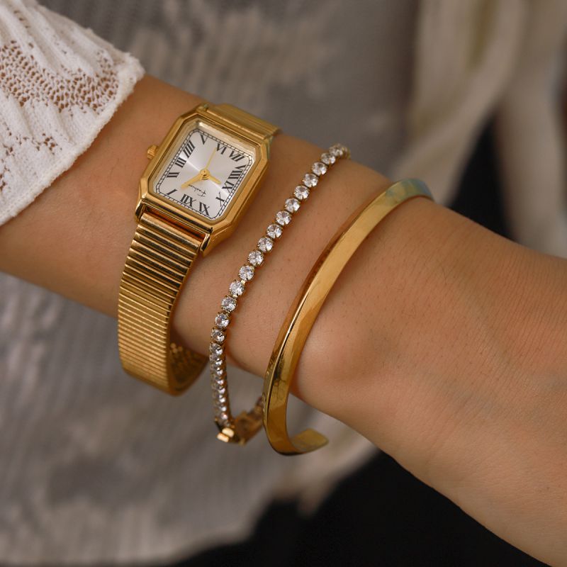 Reloj Cuadrado De Acero Inoxidable