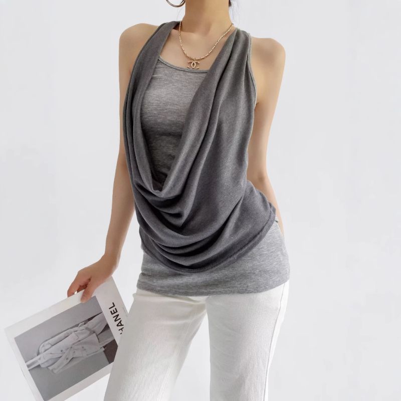 Grey Cotton Two-piece Camisole Top
