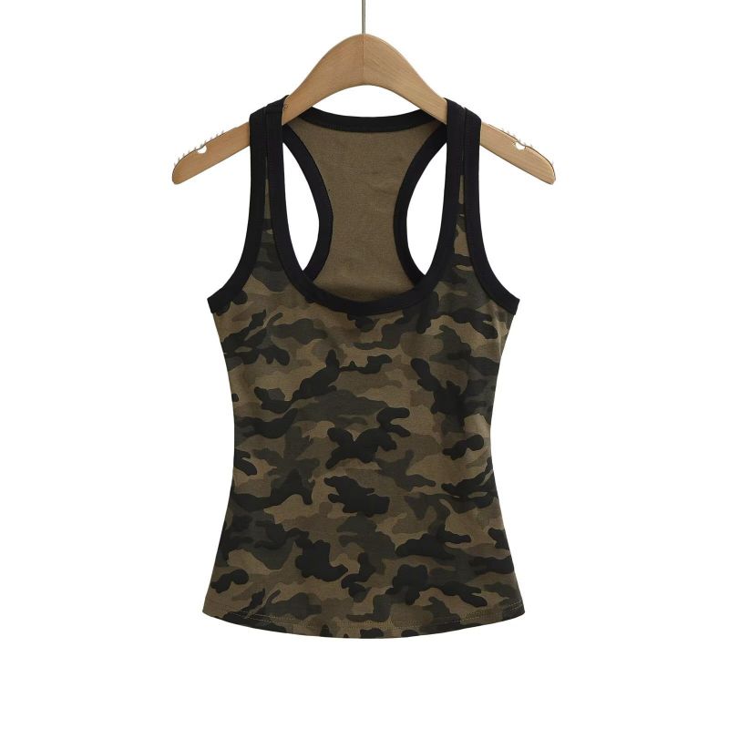 Camouflage Knitted U-neck Racerback Vest