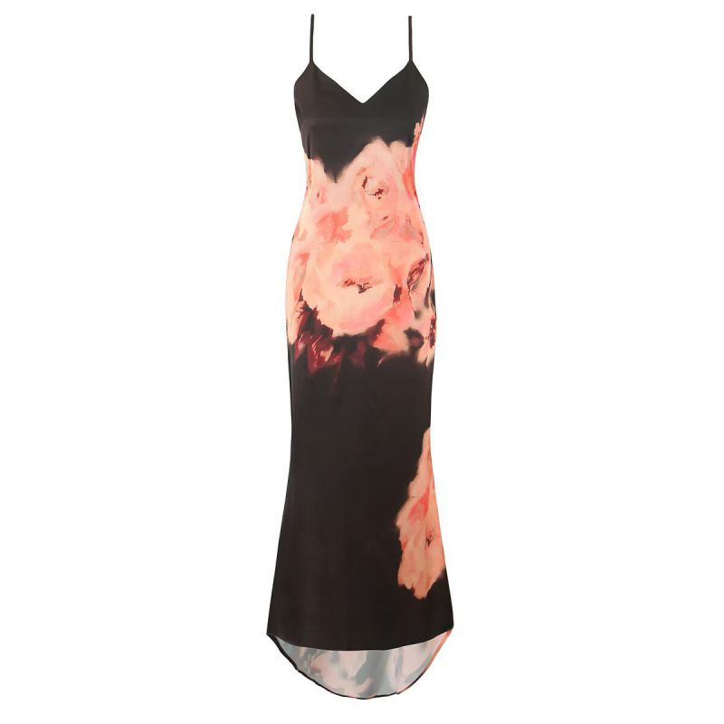 Vestido Con Tirantes Estampado De Poliéster