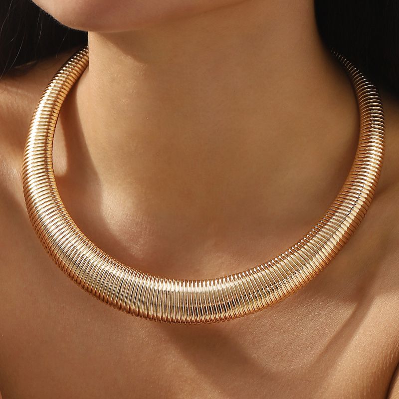 Collar De Hueso De Serpiente De Metal