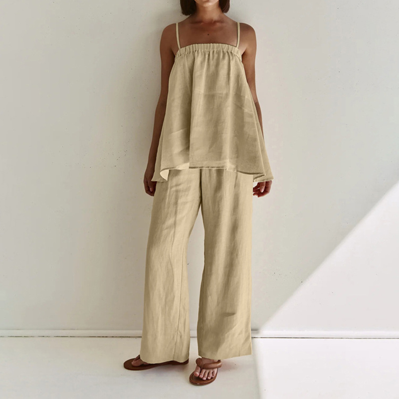 Traje De Pantalón Ancho Con Chaleco Camisola
