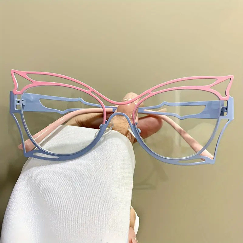 Apricot On Top And Gray On Bottom Large Frame Hollow Butterfly Plain Mirror
