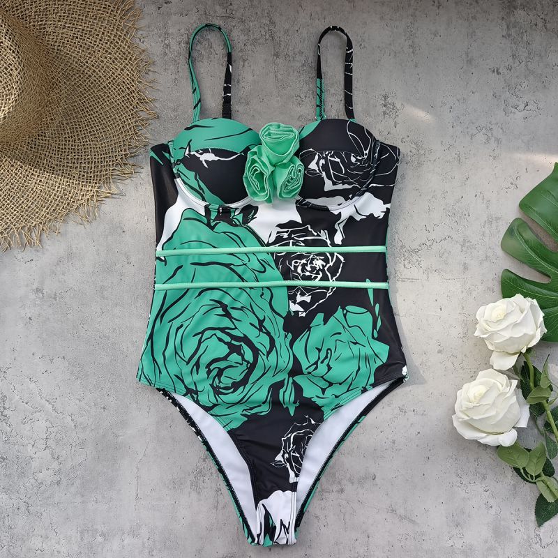 Traje De Baño De Una Pieza Estampado De Poliéster