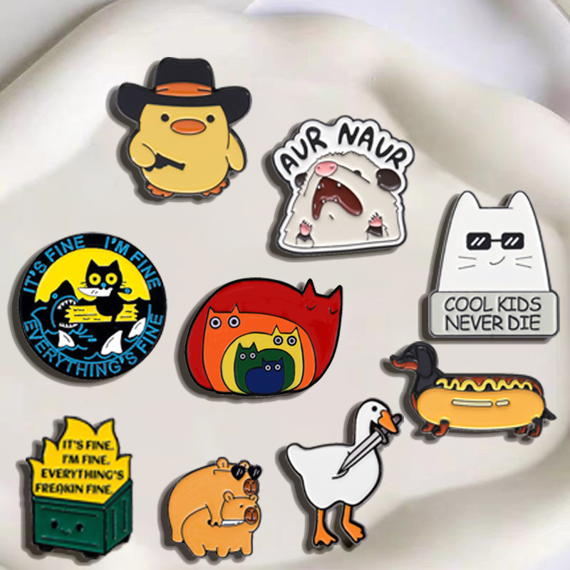 Broche De Aleación Con Forma De Gato Y Pato