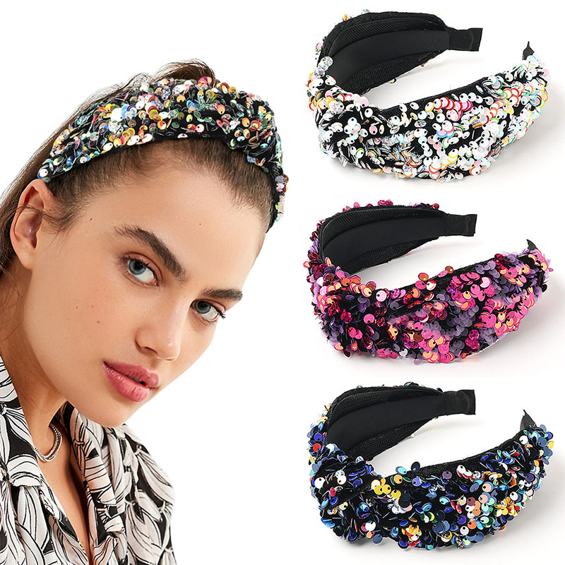 Fish Scale Sequin Headband-sapphire Blue Fabric Sequin Knotted Headband