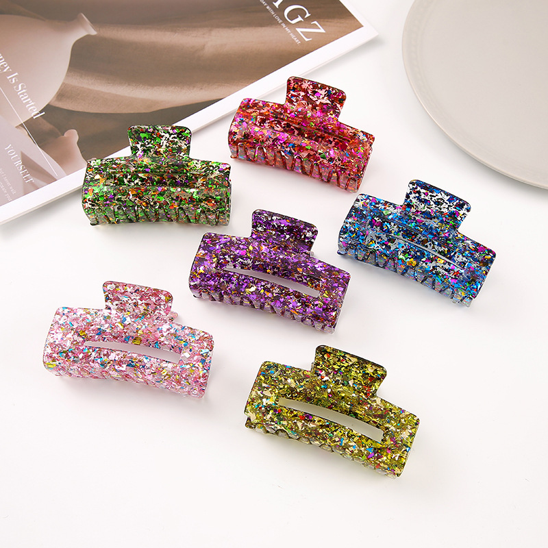 Purple Acrylic Hollow Square Sequin Clip