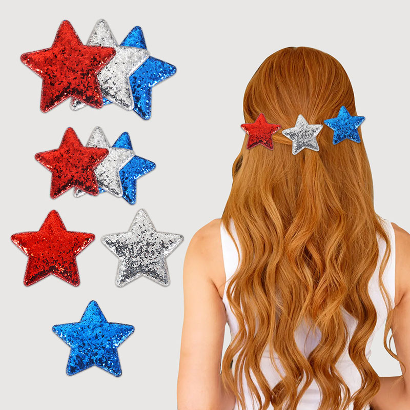 Pinza Para El Cabello Con Estrellas De Algodón Y Lentejuelas