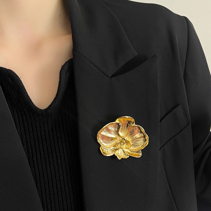 Gold Alloy Flower Brooch