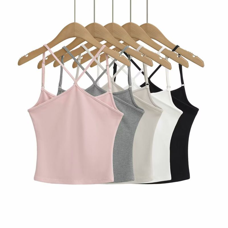 Black Cotton Knit Camisole