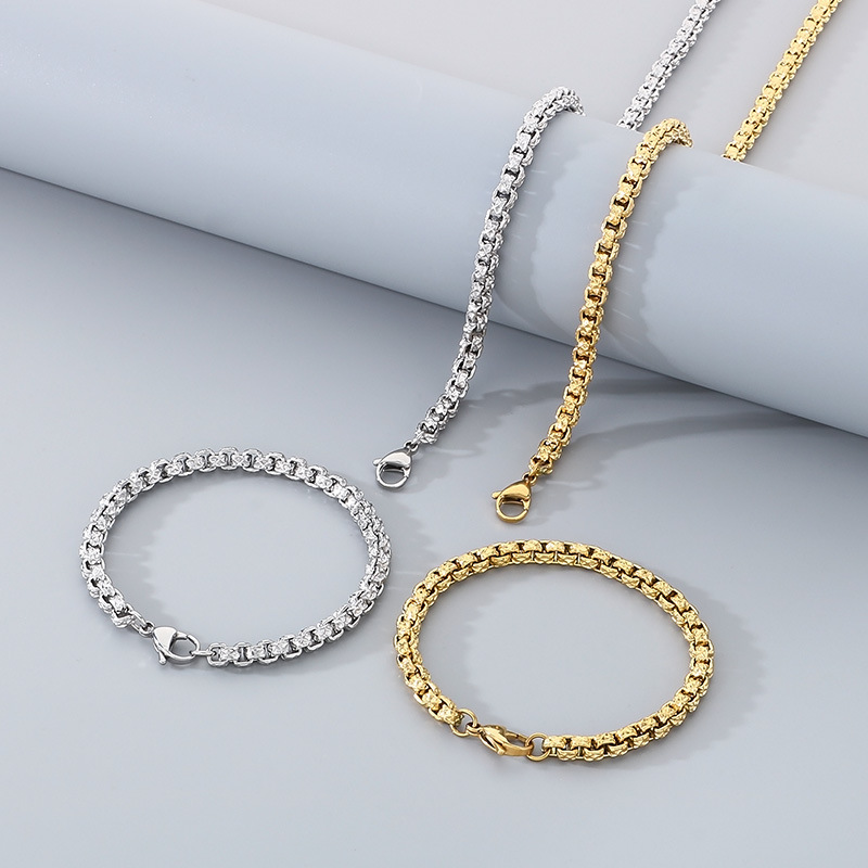 Gold (japanese Buckle) Titanium Steel Geometric Chain Men's Necklace Bracelet