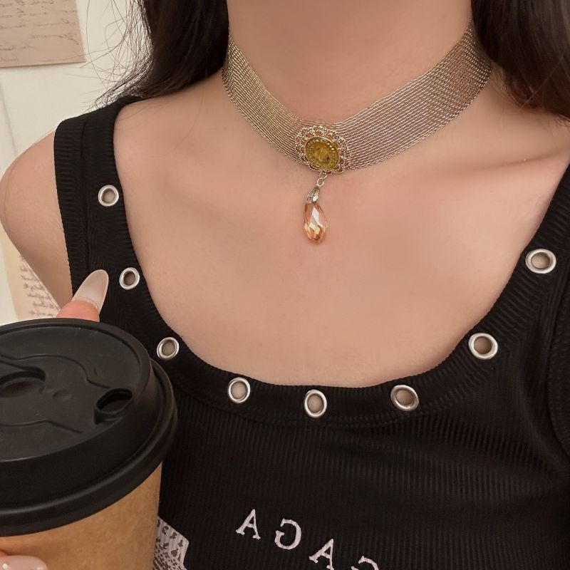 Collar De Red Ovalado De Diamante