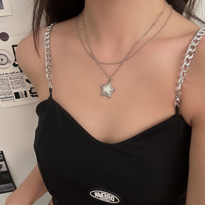 Double Layer Necklace Alloy Diamond Star Double-layer Necklace