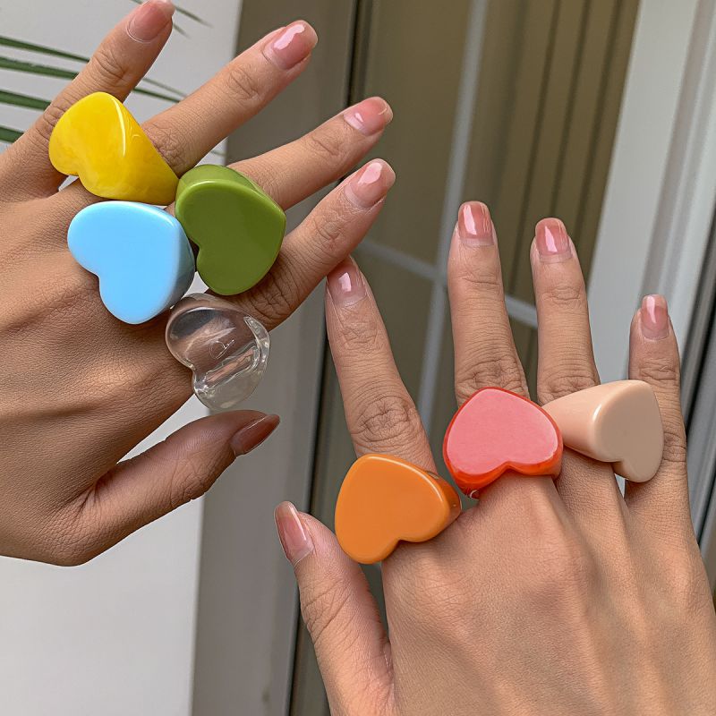 Anillo De Corazón De Acrílico
