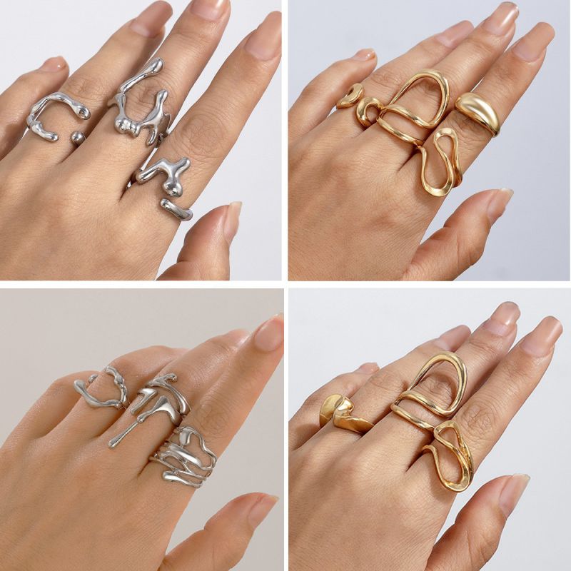 Juego De Anillos De Aleación Pulida