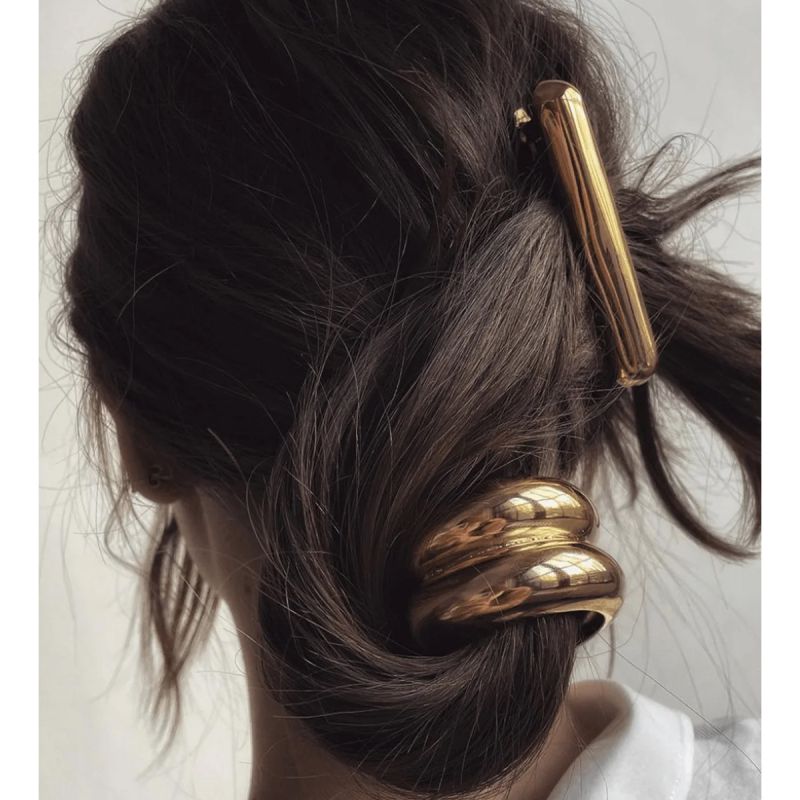 13 Hair Tie-white K Alloy Smooth Curved Geometric Hair Rope