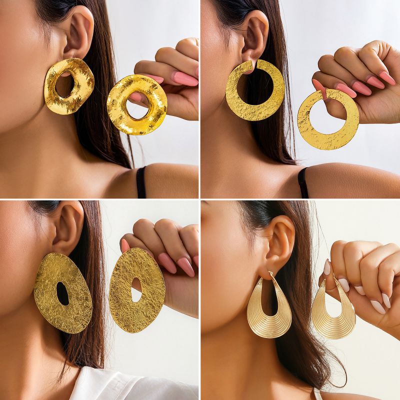 Pendientes De Aleación Con Textura Irregular