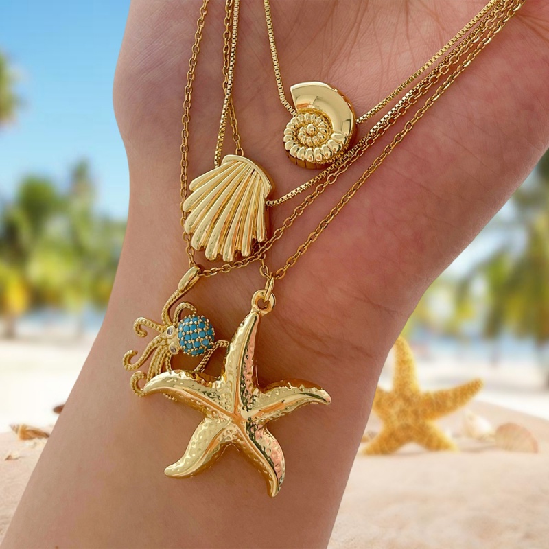 Gold 4 Copper Conch Necklace