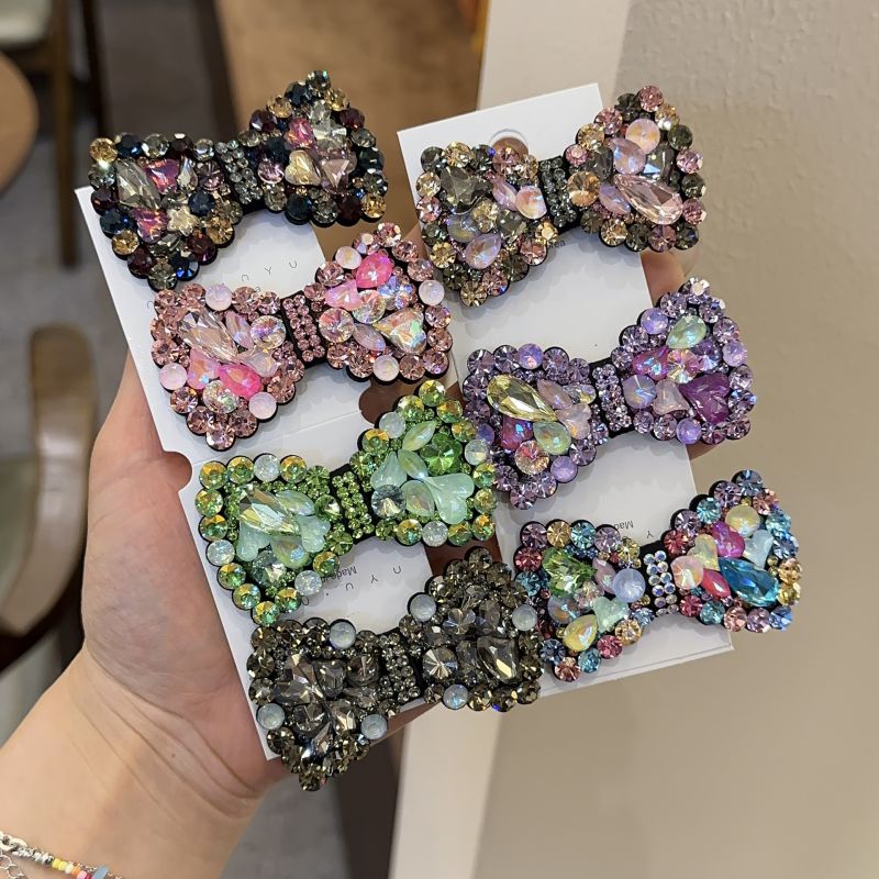 Purple Rhinestone Bow Hairpin
