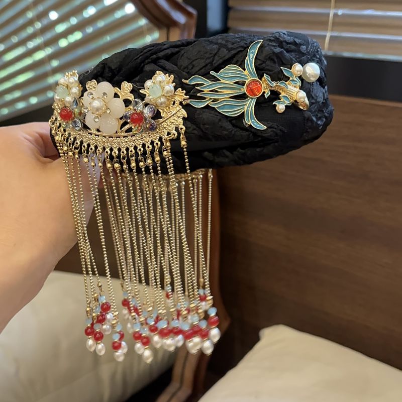 Diadema De Ala Ancha Trenzada Con Borlas De Aleación
