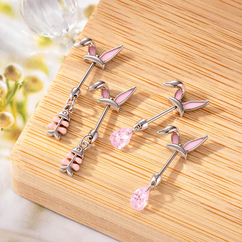 Pendientes De Metal Con Forma De Lágrima Y Forma De Oreja De Conejo (individual)