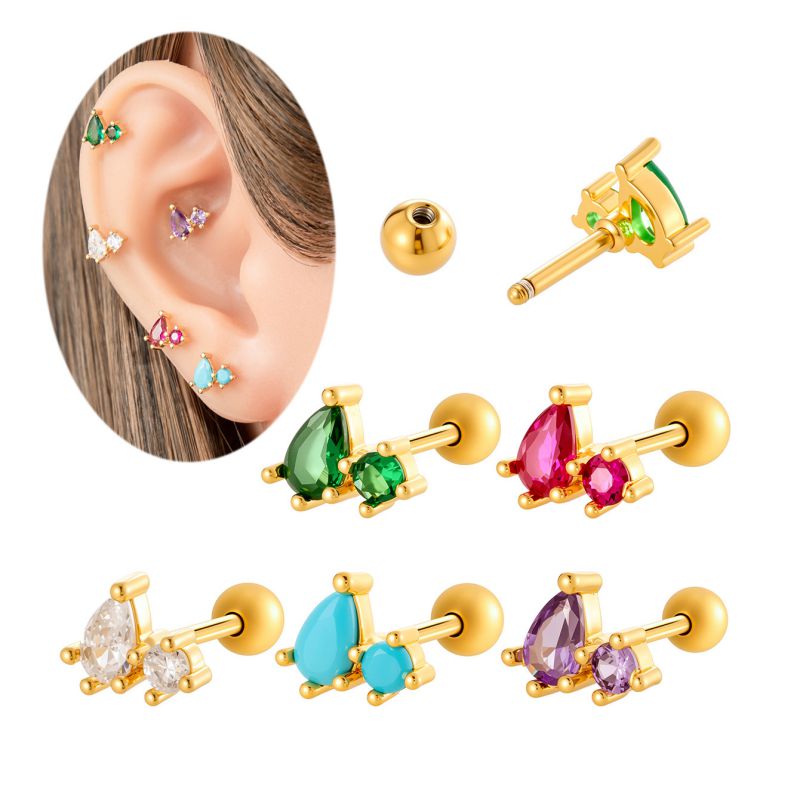 Pendientes De Metal Con Forma De Lágrima De Diamante (individual)