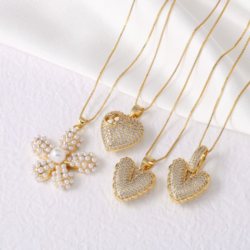 D Copper Diamond Heart Necklace