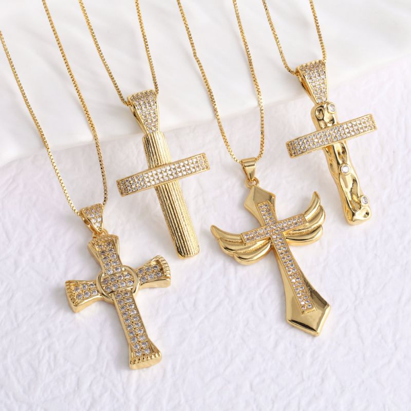 D Copper Diamond Cross Necklace