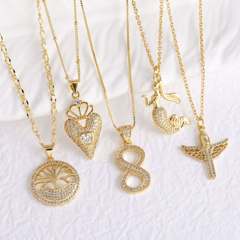 C Copper Diamond Tree Of Life Heart Symbol Mermaid Necklace