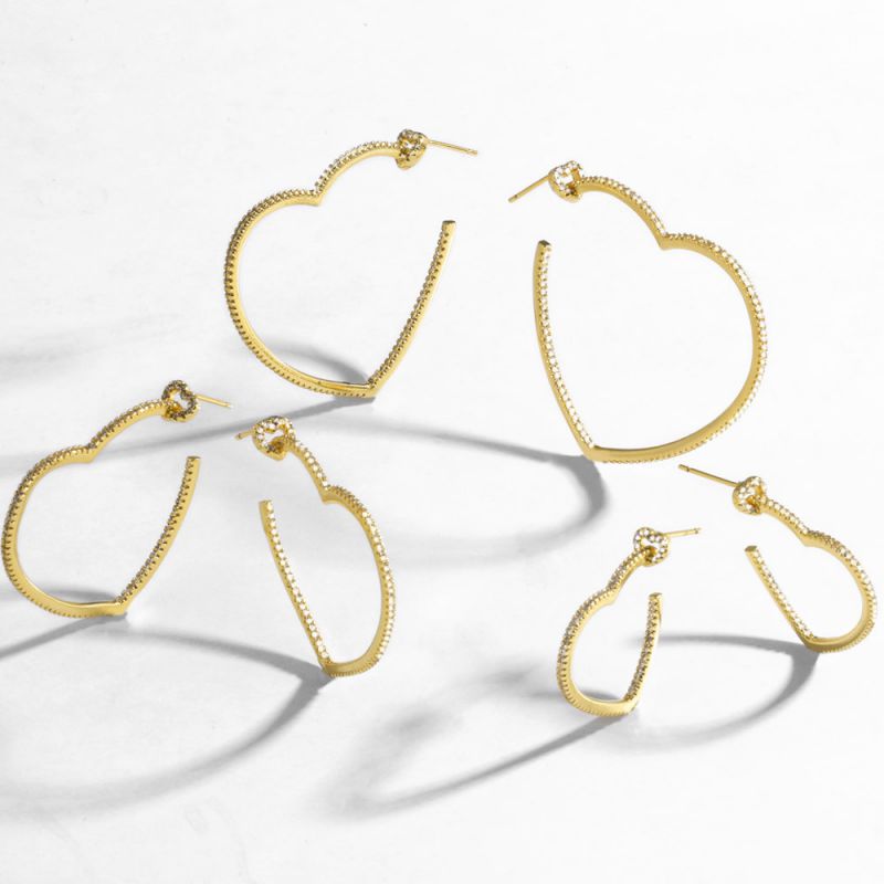 Pendientes De Corazón De Diamantes De Cobre