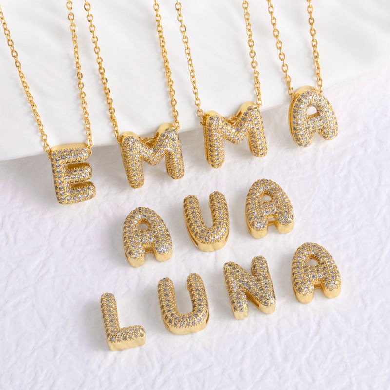 Z Copper Diamond 26 Letter Necklace