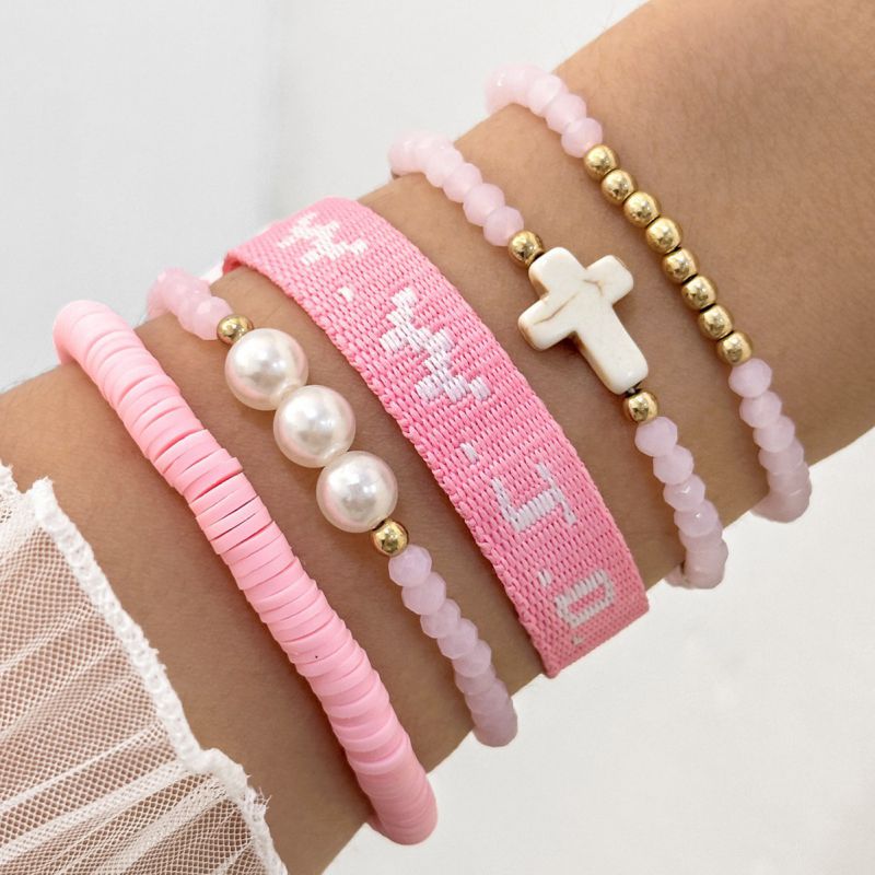 Bracelet 2# Geometric Beaded Cross Bracelet Set