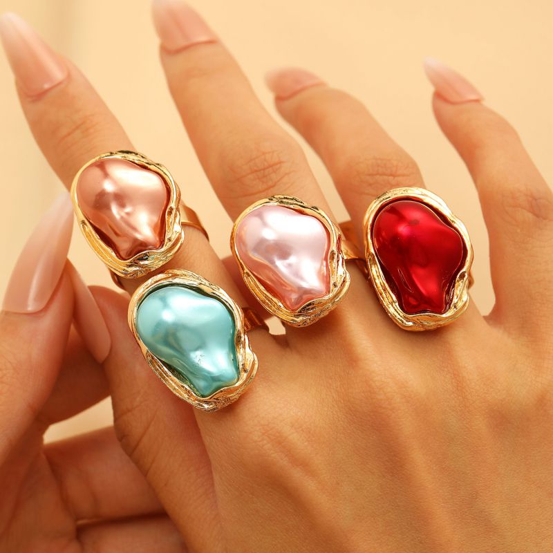 Anillo Abierto De Perla De Imitación Irregular