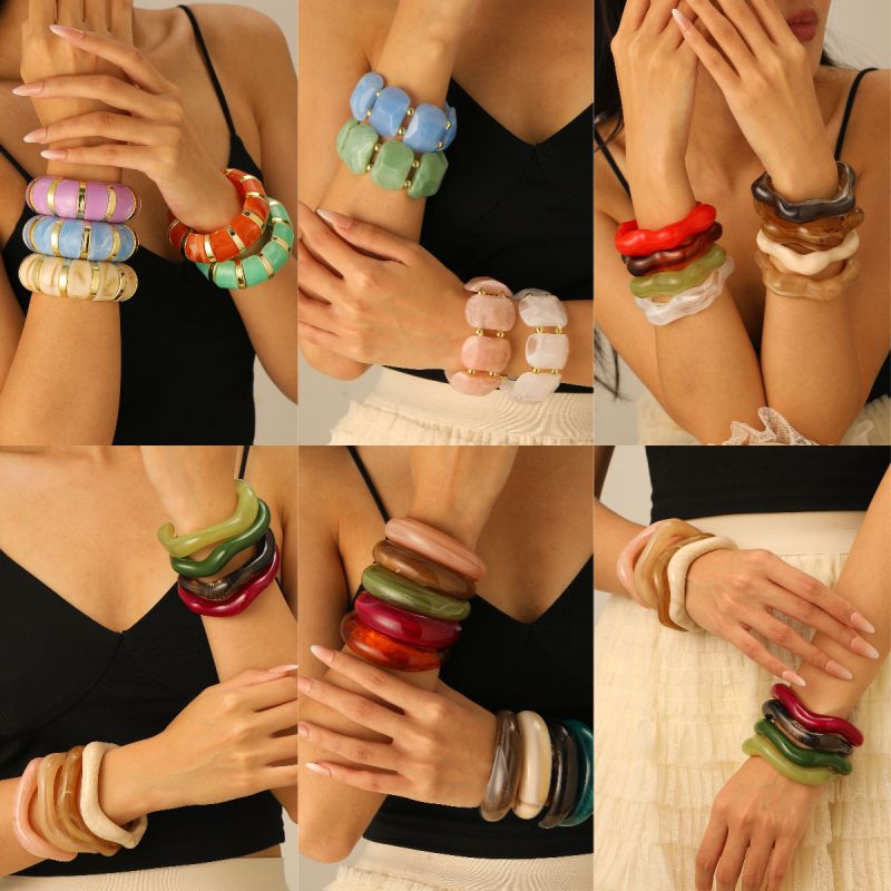 Pulsera Geométrica Redonda De Resina