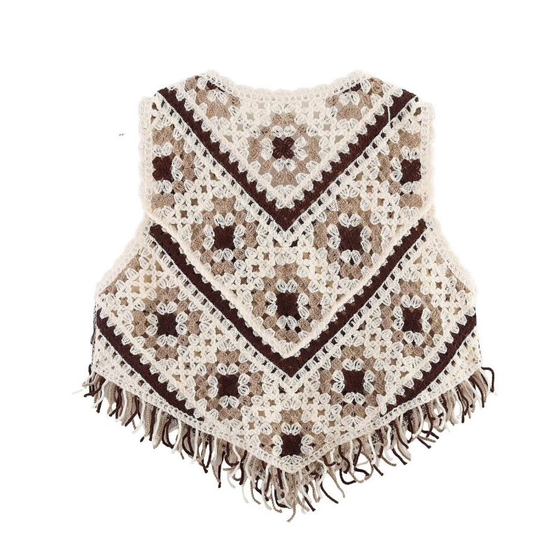 Vest#brown Knitted Crochet Vest