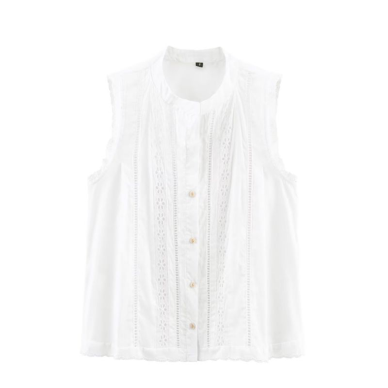 Black Polyester Lace Sleeveless Vest