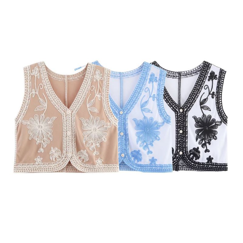 Color Polyester Embroidered Vest