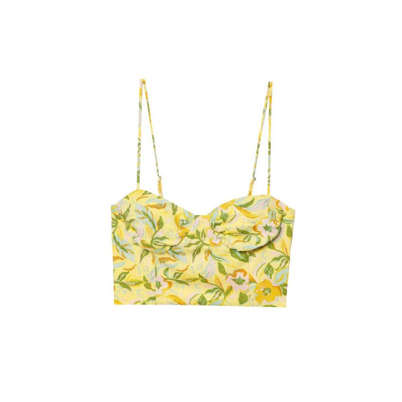 Yellow Cotton Printed Camisole