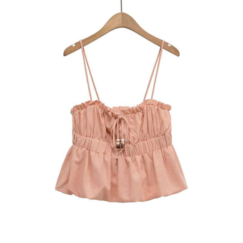 Flesh Pink Blended Pleated Camisole
