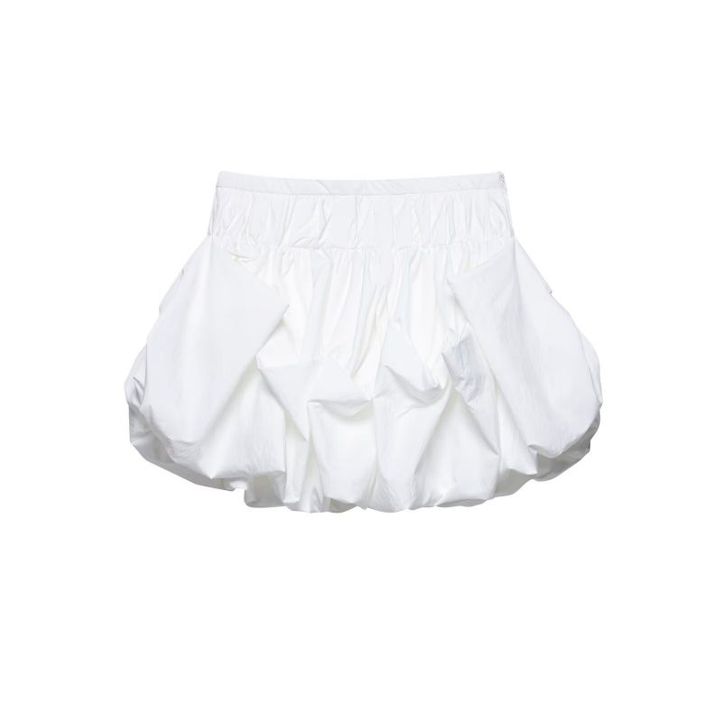 White Polyester Pleated Skirt