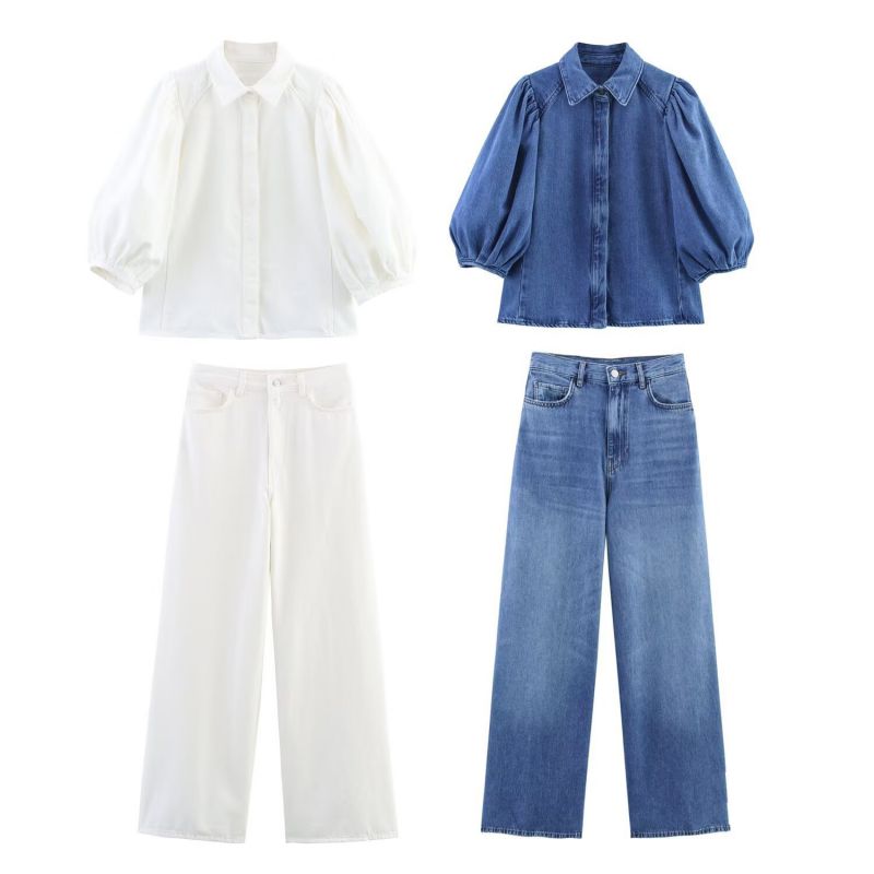 White Pants Polyester High Waist Trousers