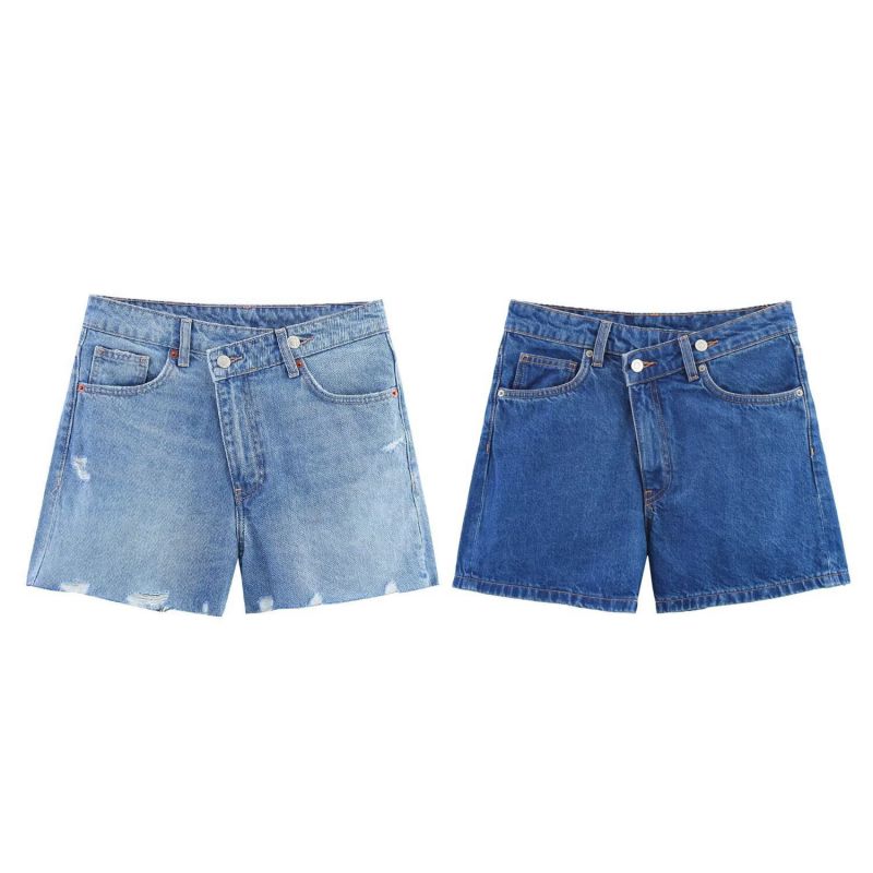 Dark Blue High Waist Denim Shorts
