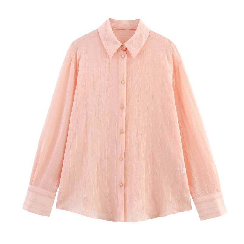 Pink Polyester Lapel Shirt