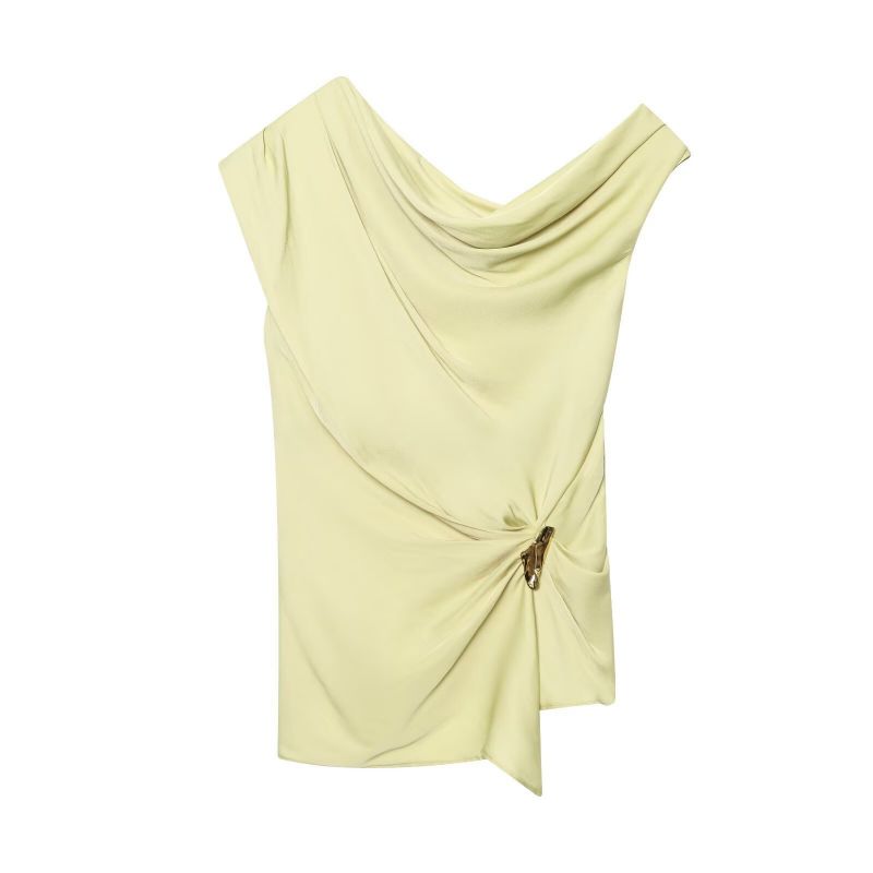 As Shown Off-shoulder Sleeveless Pleated Asymmetric Vest