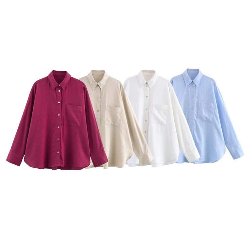 Red Long Sleeve Lapel Shirt