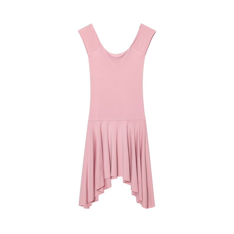 Pink Polyester Irregular Sleeveless Skirt