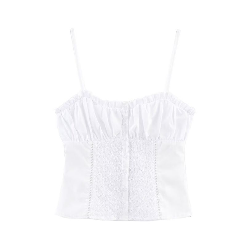 White Polyester Embroidered Camisole