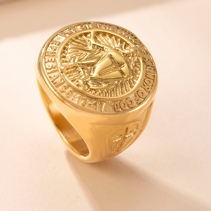 Anillo Geométrico Redondo De Acero Y Titanio Para Hombre
