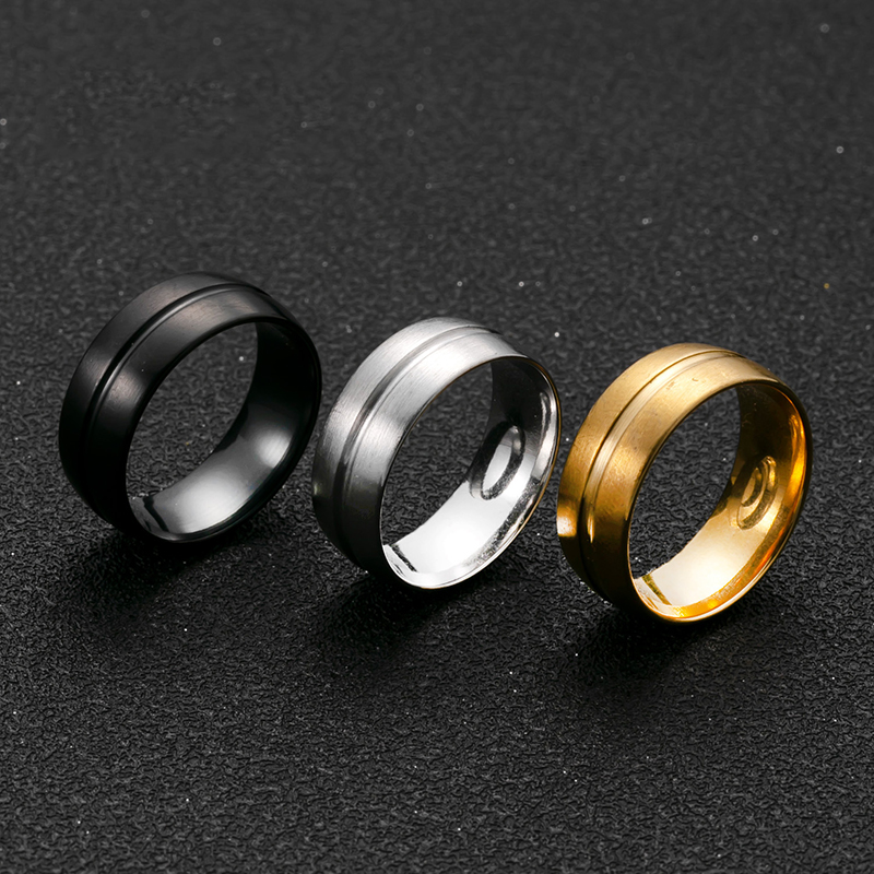 Anillo Redondo De Acero Y Titanio Para Hombre.